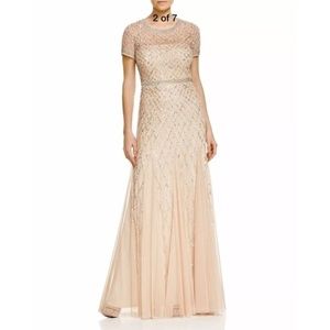 Adrianna Papell Beige Sequin Gown